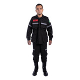 Farda Tática Bombeiro Civil Ripstop C Refletivos Preta
