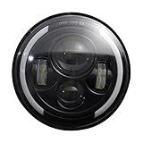 Faróis De LED Redondos De 7 Polegadas 200W Halo Farol Angel Eye Ring High Low Beam Para Jeep Wrangler Unlimited JK 4 Door CJ 5 8 7 - Crescent Moon