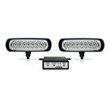 Farol Auxiliar Slim 16 Leds 12 24v Preto kit