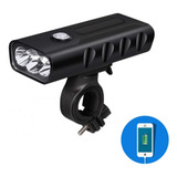 Farol Bike Triplo Led T6 Recarregável C Usb A Prova D água