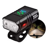 Farol De Bike 2 Led Cree T6 Recarregável Usb Medidor 800 Lum