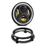 Farol De Led Aux 7 Pol Moto Harley Fatboy C Cabeça De Boi