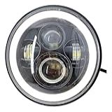 Farol De LED De 7 Polegadas H4 140W Angel Eyes Faróis Redondos 4 Modos 14000LM 6000K Branco-3000K Âmbar Carro Motocicleta Farol Auto Anel Luzes IP67 Impermeável 2 Peças