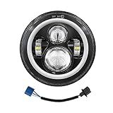 Farol De LED De Motocicleta De 18 Cm Para Harley Davidson Fat Boy Street Glide Heritage Softail Road King Switchback Electra Glide Ultra Classic CVO Limited Tri Glide Triumph Yamaha Suzuki SV650 