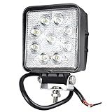 Farol De Milha 9 Leds 27w 10V 30V Quadrado Branco Frio A Prova D água Auxiliar Automotivo Veiculos Moto Carro Troller Barco Caminhão Ônibus Off Road Não é O Modelo Slim