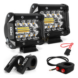 Farol De Milha Led Moto Auxiliar 60w Dual Color C Suporte