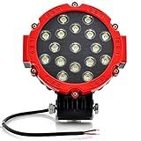 Farol De Milha Redondo Vermelho 17 LEDs 51W Off Road