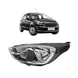 Farol Ford KA 19 22 Black Cromado Manual H4 Esquerdo 