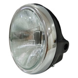 Farol H4 Lente Vidro Aro Cromado