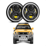 Farol Led 7 Pol Angel Eyes 60w Suporte Pajero Tr4 Sport