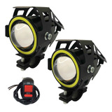 Farol Milha U7 Led Auxiliar Par Angel Eyes Neblina Moto