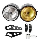 Farol Modificado Elegante Para Motocicleta Farol Dianteiro Universal De 8 5 Polegadas Duplo Redondo Lâmpada Farol Duplo Black And White Yellow 