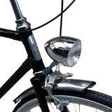 Farol Tipo Dínamo Bicicleta Vintage Retrô Cromado C 3 Led