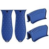 Faruxue Suporte De Alça Quente De Silicone Pegador De Panela De 4 Peças Para Frigideiras De Ferro Fundido Resistente A Altas Temperaturas Luva De Punho De Borracha Reutilizável Resistente Ao Calor Para Panelas De Metal Dispositivo De Cozinha Com Alça
