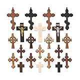 FASHEWELRY 150 Peças De Pingentes De Cruz De Madeira Natural Antigo Crucifixo Religioso Pingentes De Madeira Para Colar Faça Você Mesmo