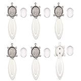 Fashewelry 20 Peças Kit De Bandeja De Pingente De Marcador De Livro De Prata Antiga Inclui 10 Peças De 25 X 18 Mm Tartaruga Oval Com Moldura Em Branco Com 10 Peças Cabochões De Vidro Transparente