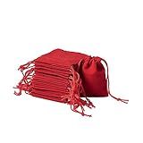 FASHEWELRY Pacote Com 100 Sacos De Veludo Com Cordão Vermelho 7 X 5 Cm Lembrancinha De Festa De Casamento Joias Armazenamento De Doces Presente Embalagens Pequenas Bolsas