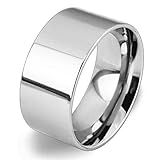 Fashion Month Anel Masculino Feminino De Aço Inoxidável De 10 Mm De Largura Prata Ouro Rosa 18k Grande Banda Legal Polido Topo Plano Ajuste Confortável Aço Inoxidável Ouro 18k Platina Prata