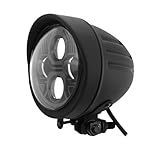 FATECIM Farol De LED Redondo Para Motocicleta De 11 4 Cm Com Viseira De 11 5 Cm Farol Alto E Baixo Suporte Inferior Para Harley Kawasaki Honda Yamaha Suzuki Chopper Cafe Racer Bobber Preto