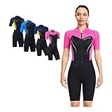 Fato De Neoprene Adulto De Manga Curta Proteção Solar Calor Feminino Rosa M