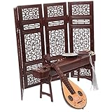 FAVOMOTO 4 Pcs Ornamentos Antigos Decoração Adereço Guzheng Mini Ventilador Chinês Modelo De Instrumento Em Miniatura Modelo De Ventilador Redondo Escritório Madeira Decorações Doméstico