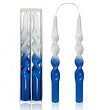 FCMSHAMD Velas Cônicas Em Espiral Feitas à Mão Velas Longas De Cera Colorida Varas De 25 Cm Para Decoração De Festa De Jantar De Casamento Conjunto De 2 Branco Azul 