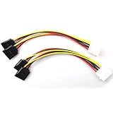 FDXGYH Cabo Adaptador Divisor De Energia 2 Peças 4 Pinos Macho IDE Molex Para Disco Rígido SATA Duplo De 15 Pinos Fêmea 19 Cm 