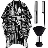 FEBSNOW Kit De Capa De Corte De Cabelo Capa De Barbeiro Profissional Com Escova Espanadora De Pescoço Para Adultos Capa Impermeável Para Salão De Cabeleireiro Com Fecho Ajustável Suprimentos De
