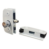 Fechadura 1520 E Contra Fechadura 1531 Para Porta De Vidro Cor Branco