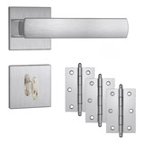 Fechadura Banheiro 823 35 Aço Escovado Stam Kit 3 Dobradiç