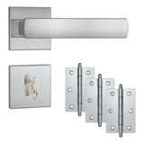 Fechadura Banheiro Maquina 40mm Stam Kit C 3 Dobradiças