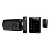 Fechadura Digital Com Painel Sem Fio Agl X3 Bio Preta Senha Biometria