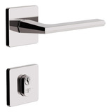 Fechadura Externa Roseta Quadrada Cromada 3f Cor Cromado