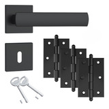 Fechadura Interna 813 35 Preto Fosco Stam Kit 3 Dobradiças