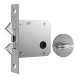 Fechadura Porta De Correr Wc 1006 Inox Escovado Ros Redonda