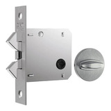 Fechadura Porta De Correr Wc 1006s Redonda Inox Escovado