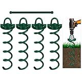 FEED GARDEN Kit De âncoras Espirais De 25 4 Cm âncoras De Terra Resistentes Com Barra De Corvo Pacote Com 4 Kit De Ancoragem De Galpão De Anel Dobrável Para Prender Cães Barracas Dosséis Conjuntos De Balanço Verde