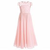 FEESHOW Vestido Longo De Renda Floral De Chiffon Para Madrinha De Casamento Festa De Casamento Pérola 8