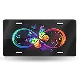 FeHuew Placa De Carro Multicolorida Monarca Borboleta Arco íris Placa Decorativa Para Carro Novidade Placa De Carro Vaidade Presente Placa De Metal Alumínio Para Mulheres Homens Decoração De Parede 30