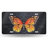 FeHuew Placa De Licença De Borboleta Monarca Laranja Para Carro Decorativo Novidade Placa Automotiva Etiqueta De Carro Vaidade Presente Placa De Metal Alumínio Para Mulheres Homens Decoração De Parede