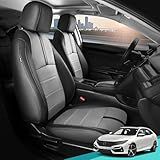 FEINEPRO Capas De Assento Para Honda Civic Hatchback EX Sport Touring EXL 2016 2021 Conjunto Completo De Capa De Assento De Carro De Couro Banco Traseiro Com Encosto Dividido 60 40 Preto Cinza