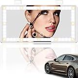 Feisate Car Mirror Visor Rechargeable Car Visor Mirror With LED Lights Car Vanity Mirror With 3 Lights Modes Sun Visor Mirror With Light White