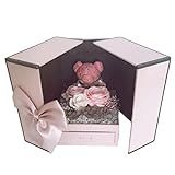 Feito à Mão Caixa De Joias Rosa Preservada Com Ideias De Colar Presentes De Flores Eternas Urso Para Dia Das Mães Namorados Aniversário Aniversário Boa Escolha