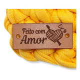 Feito Com Amor Crochê Croché Etiqueta Couro Personalizada
