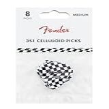 Fender Palhetas De Guitarra Celuloide Acessórios De Guitarra Formato 351 Tabuleiro De Xadrez Médio Pacote Com 8