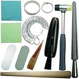 Ferramenta De Medição De Mandril De Anel De Aço Conjunto De Medidores De Calibre De Anel De Borracha Martelo Martelo Metal Tamanho Dedo Vara Fio Envolver Anéis Ferramentas Kit De Fabricação De Joias