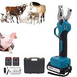 Ferramenta Elétrica De Marcação De Gado Com 2 Baterias Recarregáveis Aplicador De Brinco Para Animais Contagem Automática Forte Força De Recuo Para Bovinos Suínos Ovinos Azul