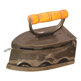 Ferro Passar Roupa A Brasa 7 Furos Alça Madeira 20x10x15 5cm