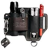 FESA Capa Multiferramenta De Couro EDC Bolsa Organizadora De Couro De Grão Superior Para Lanterna Faca Tática Multiferramenta E Caneta Com Clipe Para Chaveiro Bolsa De Cinto Utilitário Para Uso