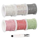 Fesorsi 6 Rolos De Corrente De Strass De 33 Metros Corrente De Fecho De Strass De Cristal De 6 Cores Corrente De Strass De 2 Mm Para Artesanato Buquê De Casamento Decoração DIY Rolo De Corrente